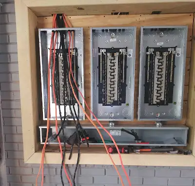 Electrical rough-in panel during an apartment renovation