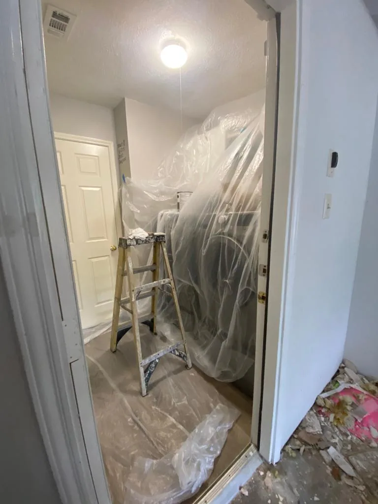 Covered adjacent interior area during the same repair assignment