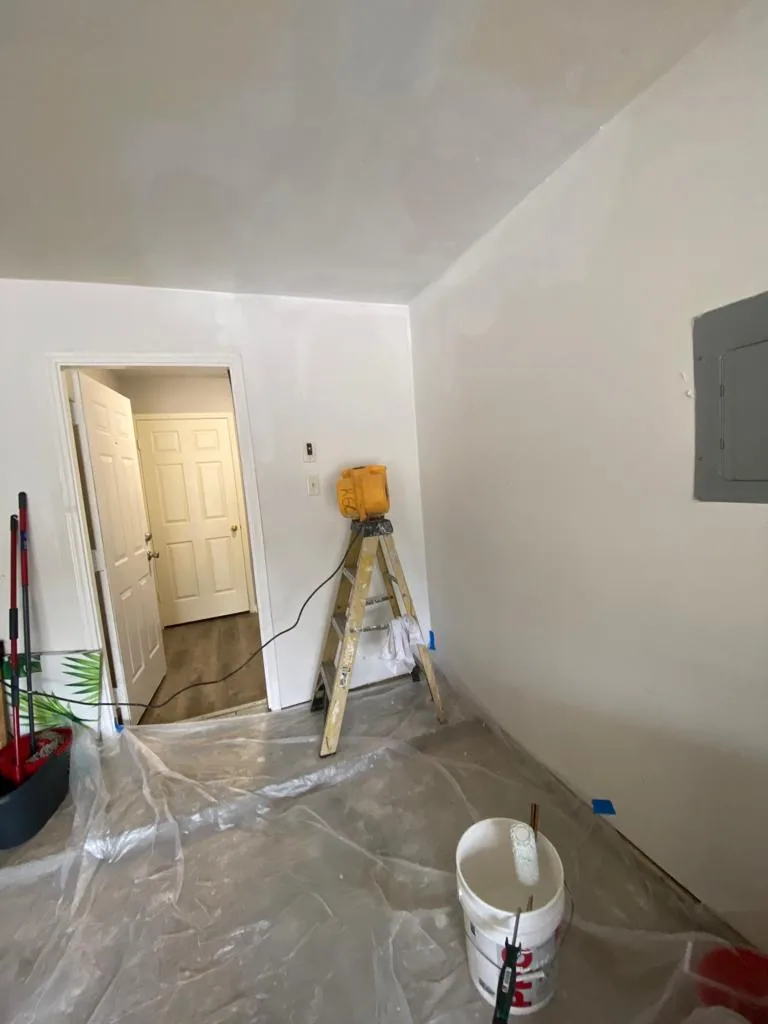 Room and ceiling during finishing work at the same REO property