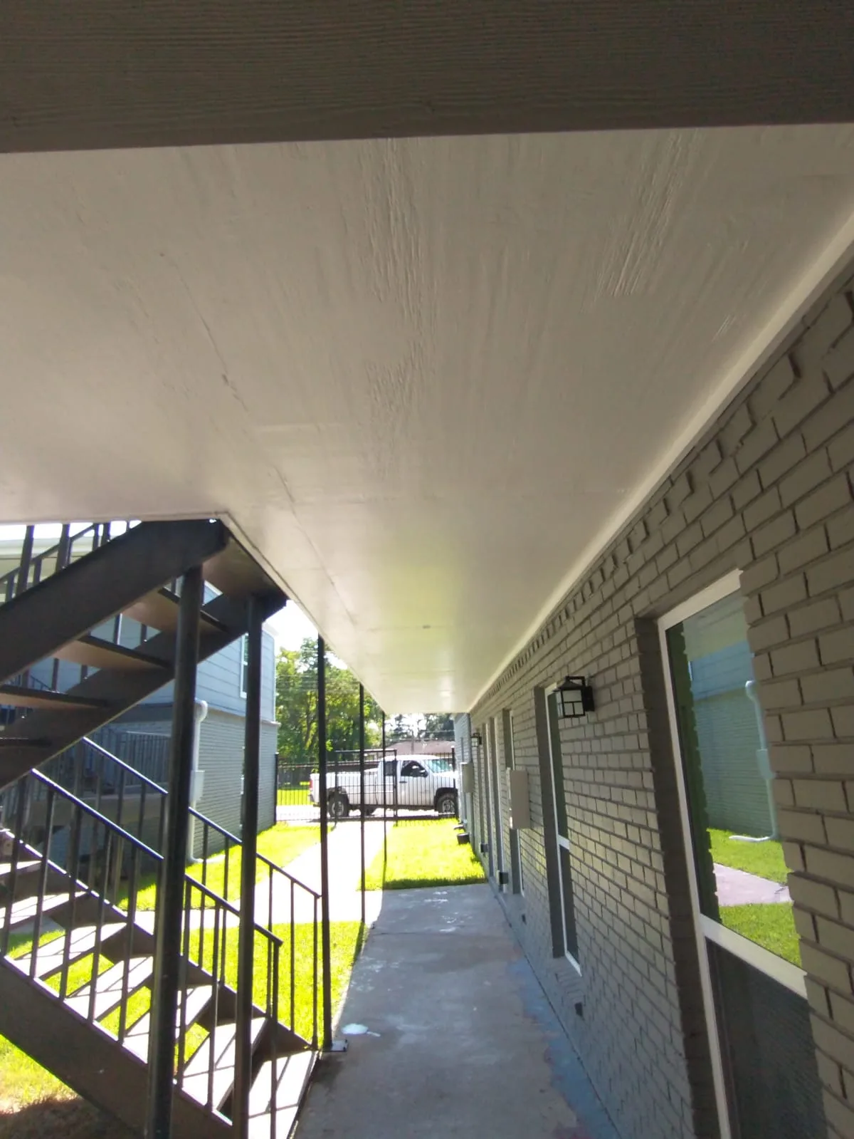 Completed exterior corridor at the Sloan Apartments renovation